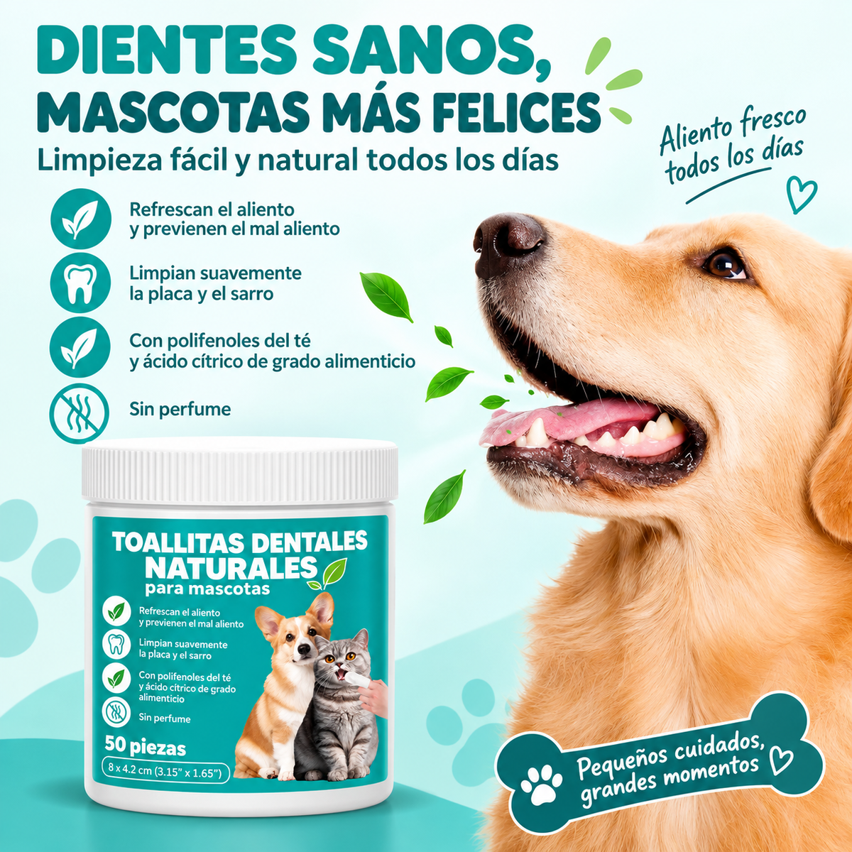 Toallitas dentales naturales para mascotas