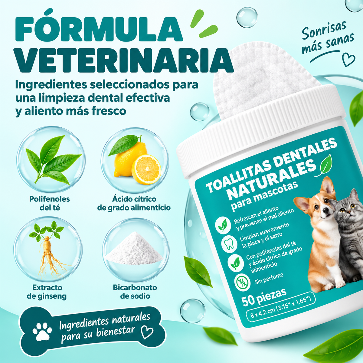 Toallitas dentales naturales para mascotas