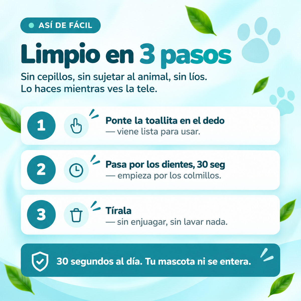 Toallitas dentales naturales para mascotas